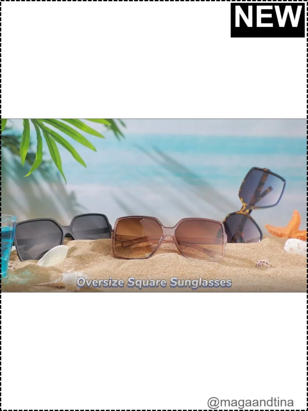 Vintage Oversized Square Sunglasses for Women with UV Protection